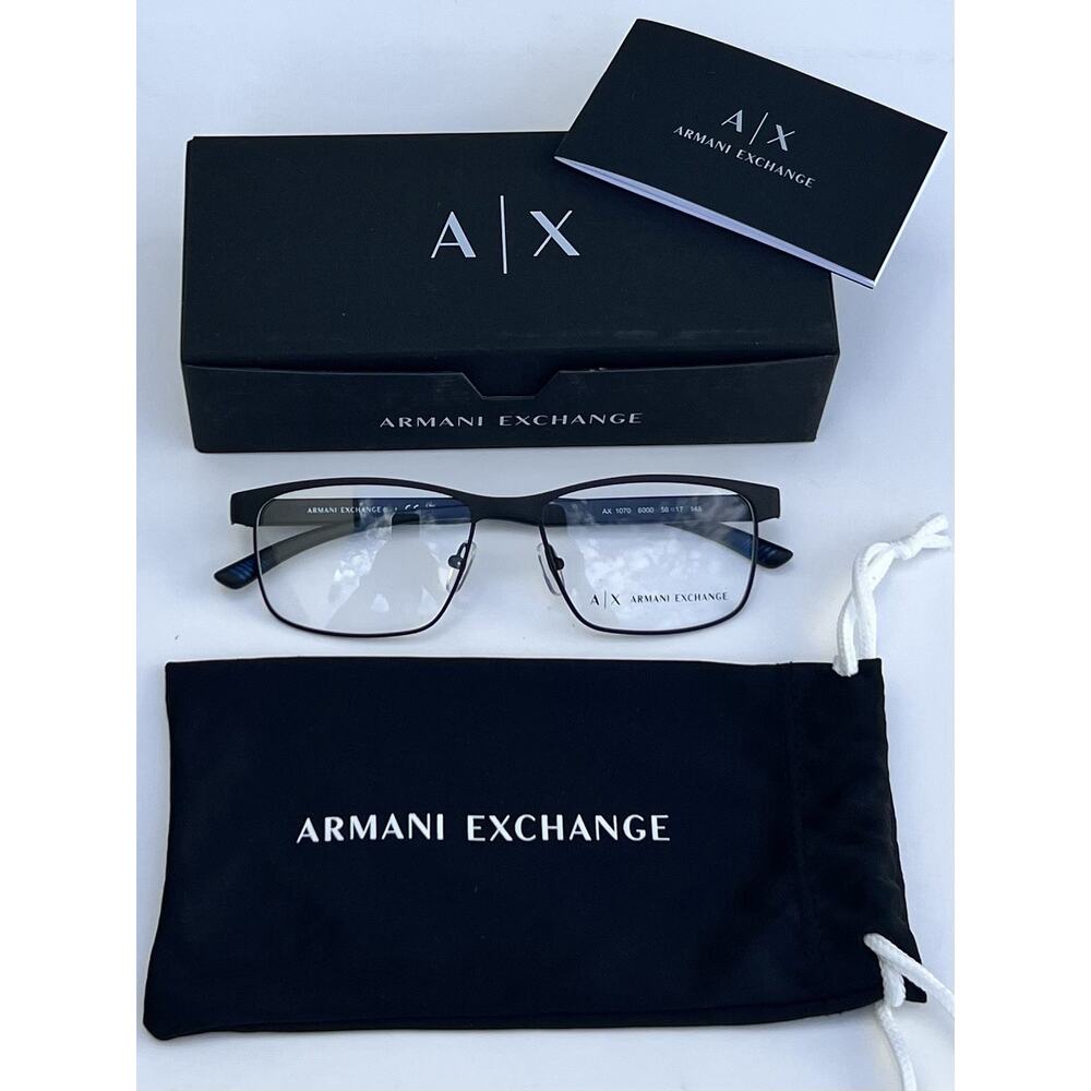 ARMANI EXCHANGE AX1070 Matte Black Rectangle Lightweight Metal Frame 56 17 145 - Picture 10 of 10